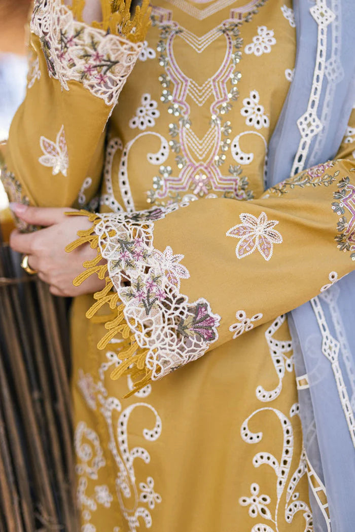 3PCS Dhanak- Embroidered Shirt with Organza Embroidered Dupatta Winter Collection ULM- 3145