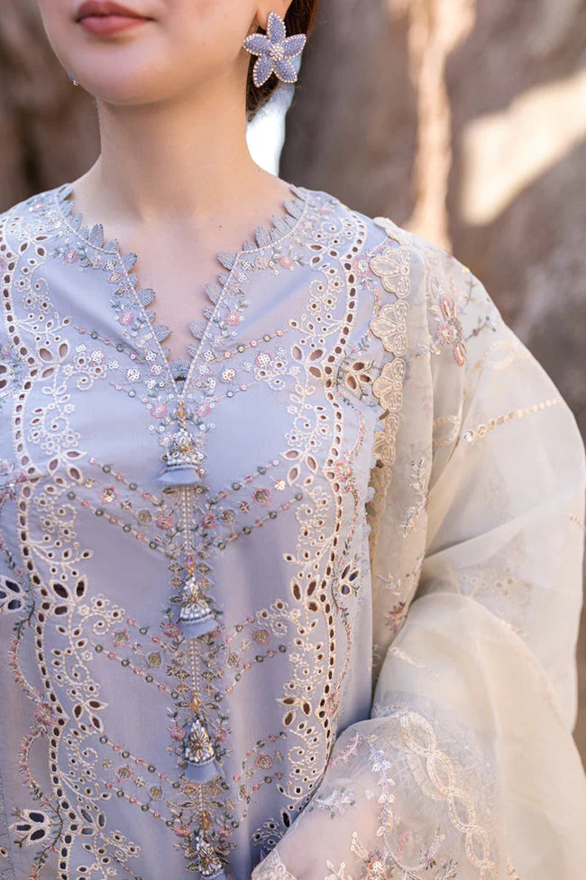 3PCS Dhanak-Embroidered Shirt with Organza Embroidered Dupatta Winter Collection ULM-3255