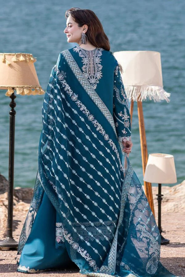 3PCS Embroidered Shirt with Organza Embroidered Dupatta Lawn Collection ULM-1413