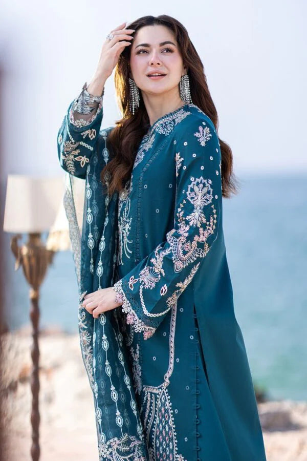 3PCS Embroidered Shirt with Organza Embroidered Dupatta Lawn Collection ULM-1413