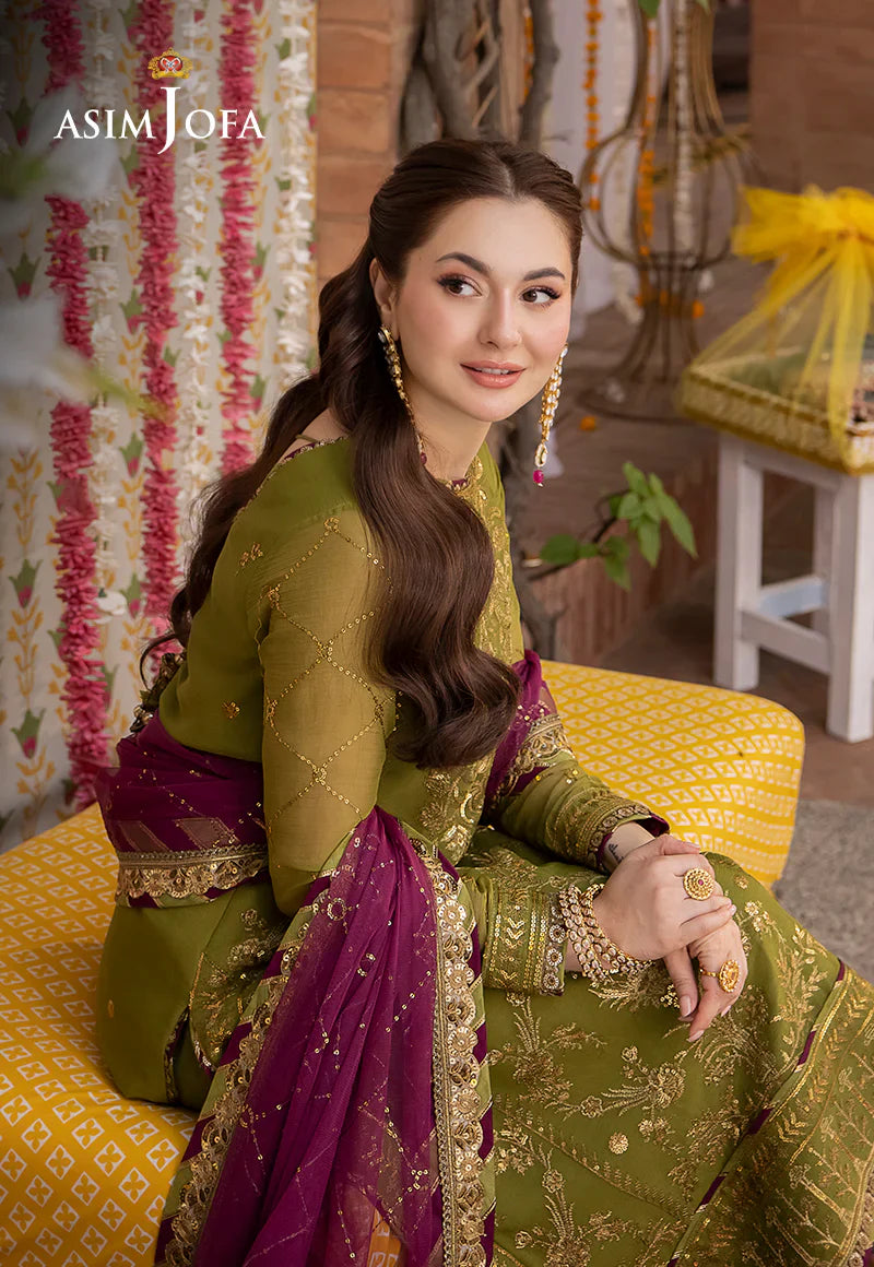 3PCS Asim Jofa Dhanak Embroidered With Chiffon Embroidered Dupatta Winter Collection ULM-134