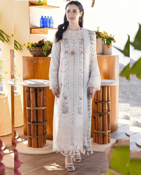 3PCS Qalamkaar Chikenkari Embroidered lawn Collection QL-1023