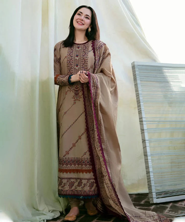 3PCS Dhanak-Embroidered Shirt with Dhanak Embroidered Dupatta Winter Collection BULM-3448