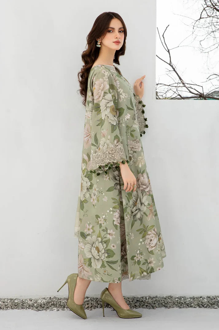 3PCS BAROQUE KARANDI PRINTED SHIRT WITH KARANDI PRINTED DUAPTTA AND TROUSER Winter Collection ULM-801