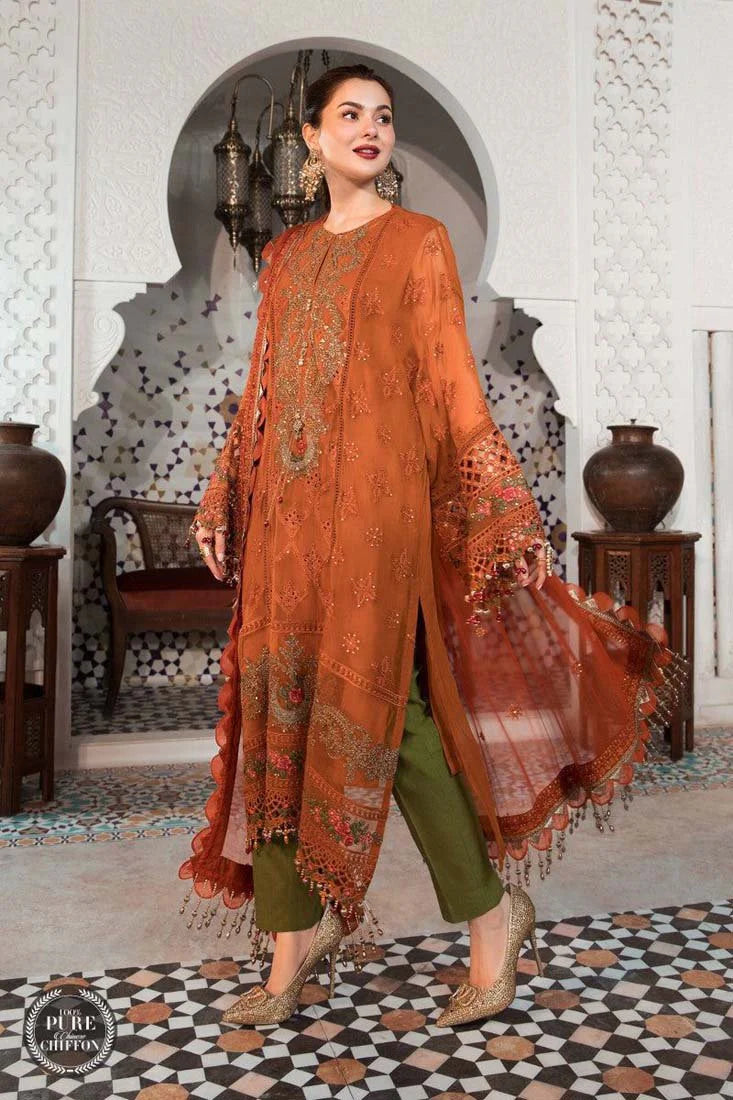3PCS Dhanak Embroidered Shirt with Chiffon Embroidered Dupatta Winter Collection ULM-411