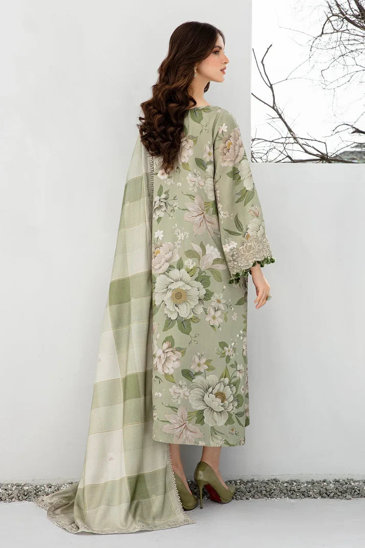 3PCS BAROQUE KARANDI PRINTED SHIRT WITH KARANDI PRINTED DUAPTTA AND TROUSER Winter Collection ULM-801