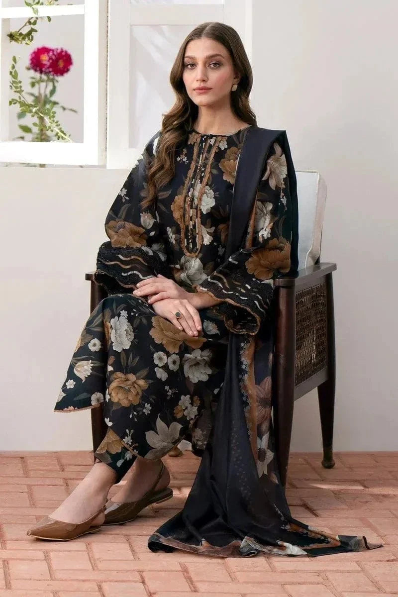 3PCS Sapphire Printed Lawn Collection D-100