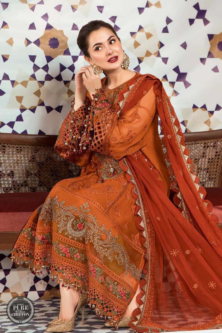 3PCS Dhanak Embroidered Shirt with Chiffon Embroidered Dupatta Winter Collection ULM-411