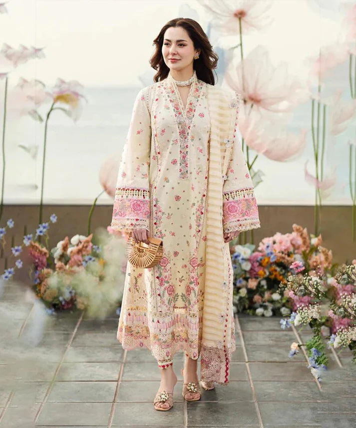 3PCS Embroidered Shirt with Organza Embroidered Dupatta Lawn Collection ULM-1273