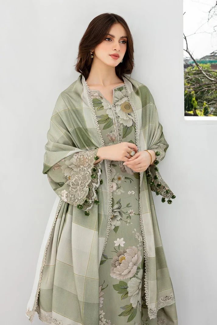 3PCS BAROQUE KARANDI PRINTED SHIRT WITH KARANDI PRINTED DUAPTTA AND TROUSER Winter Collection ULM-801