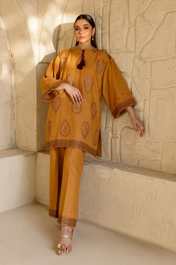 2PCS BATIK -DHANAK SEQUIN EMBROIDERED SHIRT WITH DHANAK SEQUIN EMBROIDERED TROUSER Winter Collection ULM-297