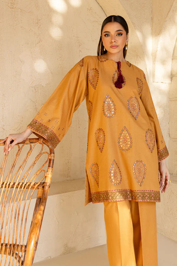 2PCS BATIK -DHANAK SEQUIN EMBROIDERED SHIRT WITH DHANAK SEQUIN EMBROIDERED TROUSER Winter Collection ULM-297