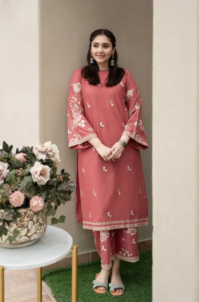 2PCS URGE DHANAK EMBROIDERED SHIRT AND TROUSER Winter Collection ULM-661