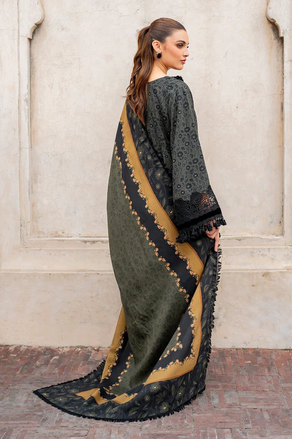 3PCS BAROQUE KARANDI PRINTED SHIRT WITH KARANDI PRINTED DUAPTTA AND TROUSER Winter Collection ULM-831