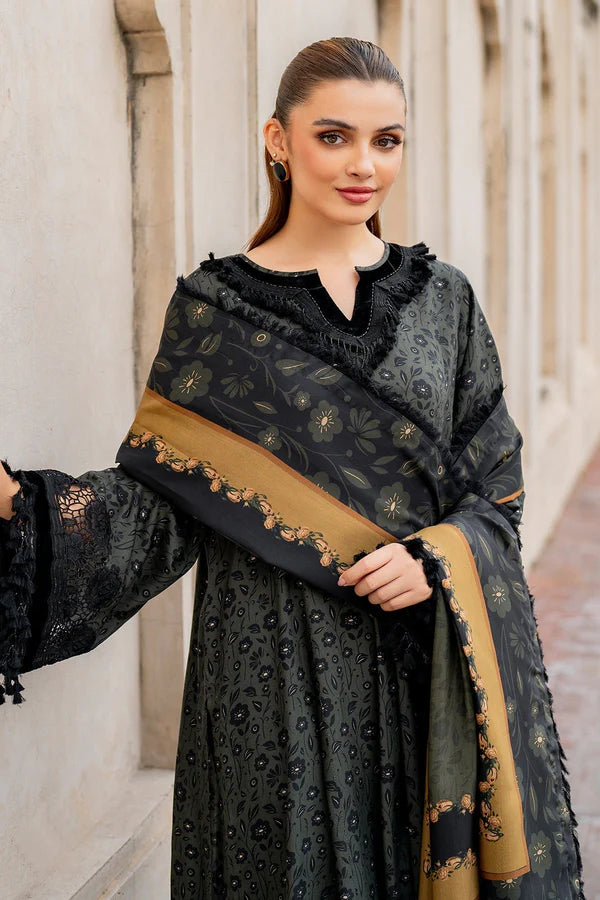3PCS BAROQUE KARANDI PRINTED SHIRT WITH KARANDI PRINTED DUAPTTA AND TROUSER Winter Collection ULM-831
