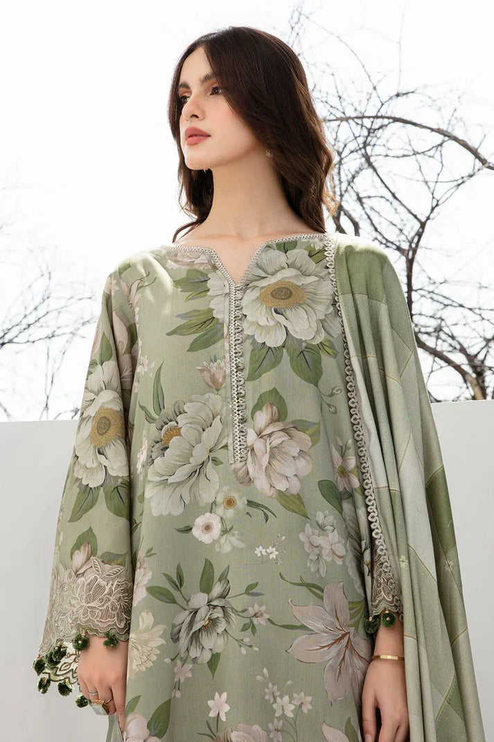 3PCS BAROQUE KARANDI PRINTED SHIRT WITH KARANDI PRINTED DUAPTTA AND TROUSER Winter Collection ULM-801
