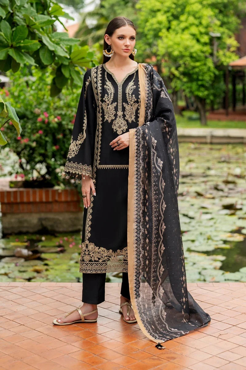 3PCS baroque Embroidered Dhanak Winter Collection D-144