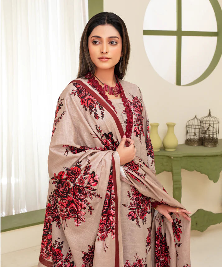A+ 3PCS CREATION KHADDAR WITH KHADDAR PRINTED SHIRT & TROUSER Winter Collection ULM-917