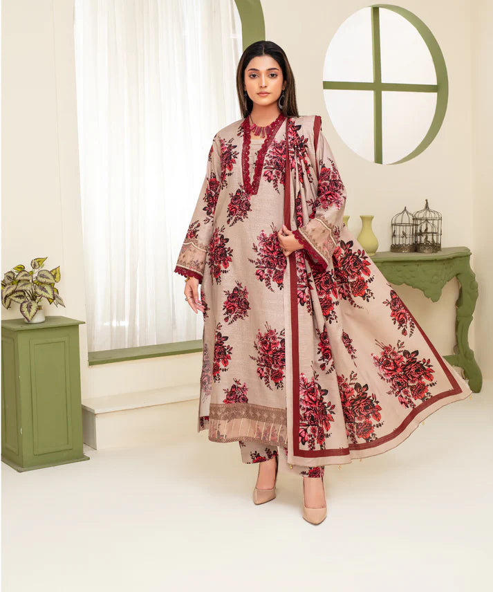A+ 3PCS CREATION KHADDAR WITH KHADDAR PRINTED SHIRT & TROUSER Winter Collection ULM-917