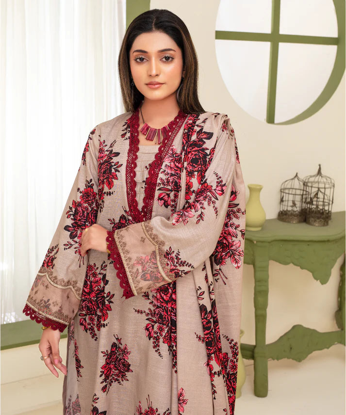 A+ 3PCS CREATION KHADDAR WITH KHADDAR PRINTED SHIRT & TROUSER Winter Collection ULM-917