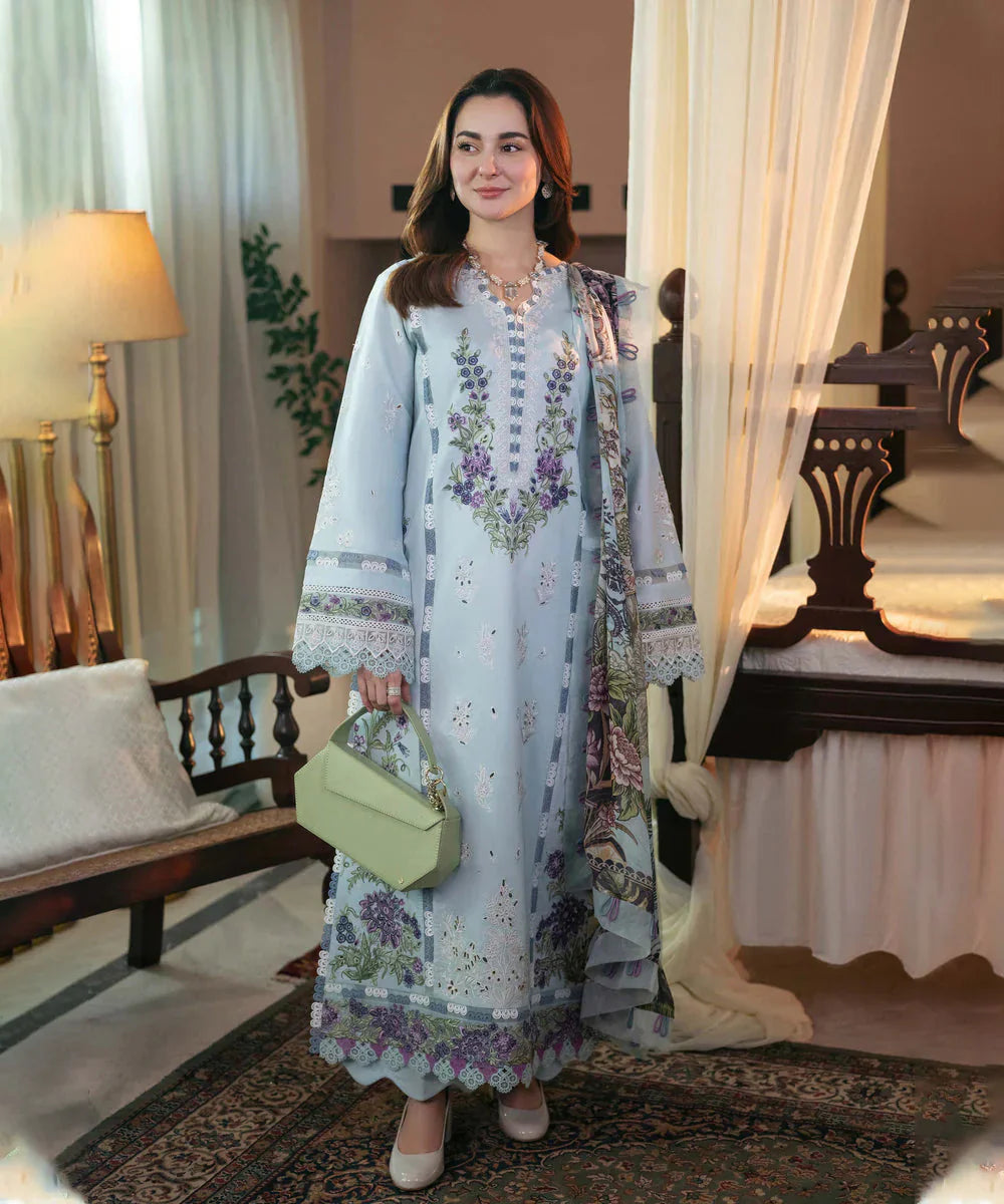 3PCS Dhanak- Embroidered Shirt with Digital Printed Wool Shawl Winter Collection ULM-3313