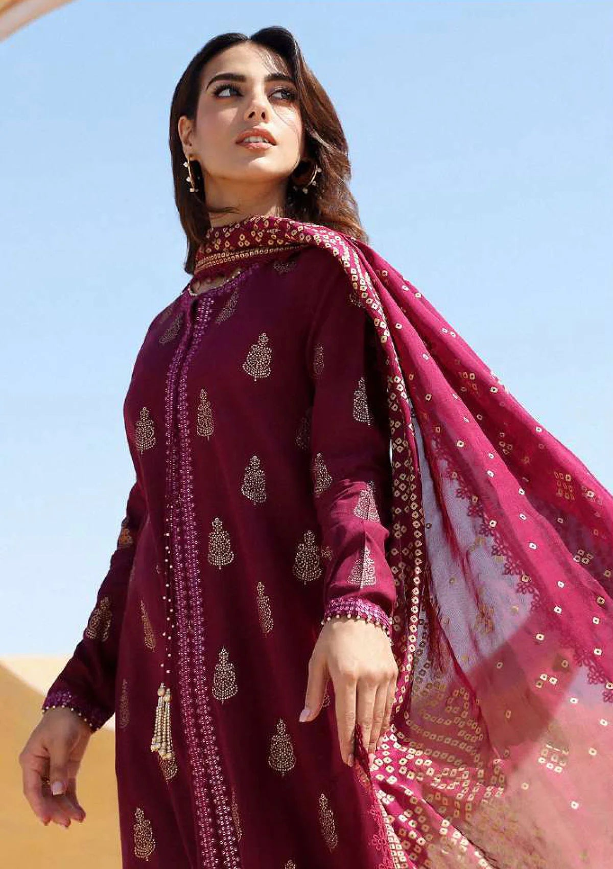 3PCS Sapphire Embroidered Lawn Collection- BULM -SP-32