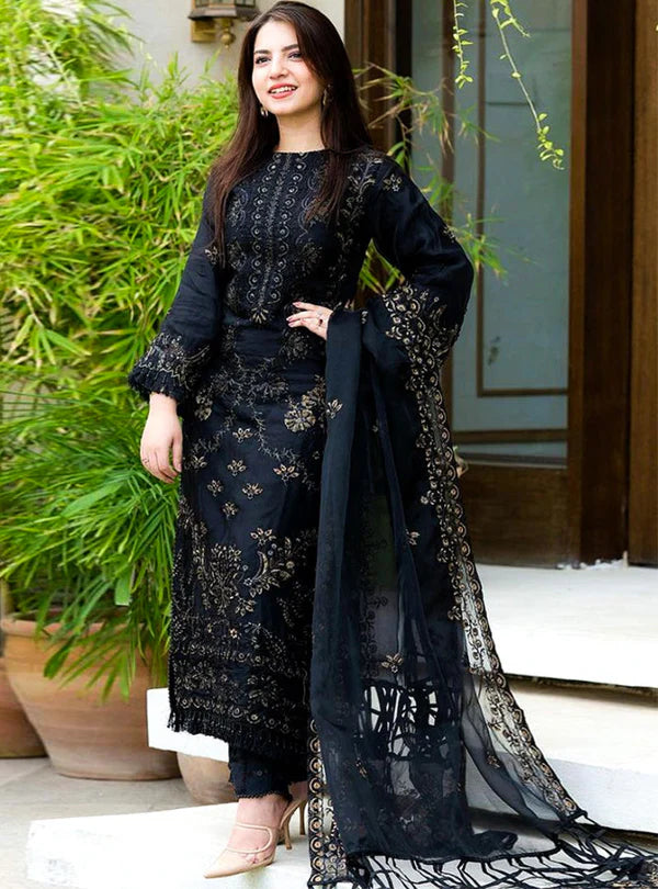 3PCS Embroidered Shirt with Organza Embroidered Dupatta Lawn Collection BULM- 1020