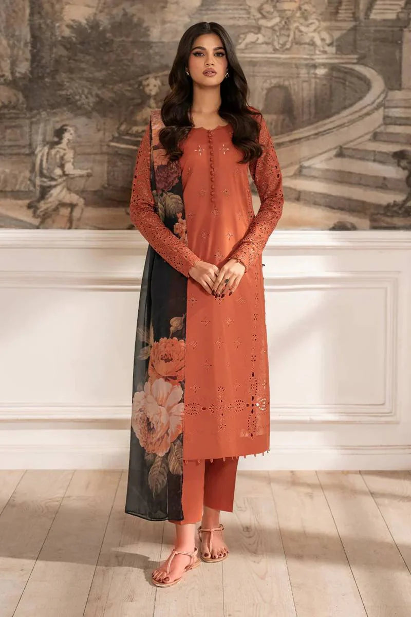 A+ 3PCS iznik Chilenkari Embroidered Dhanak Winter Collection D-137