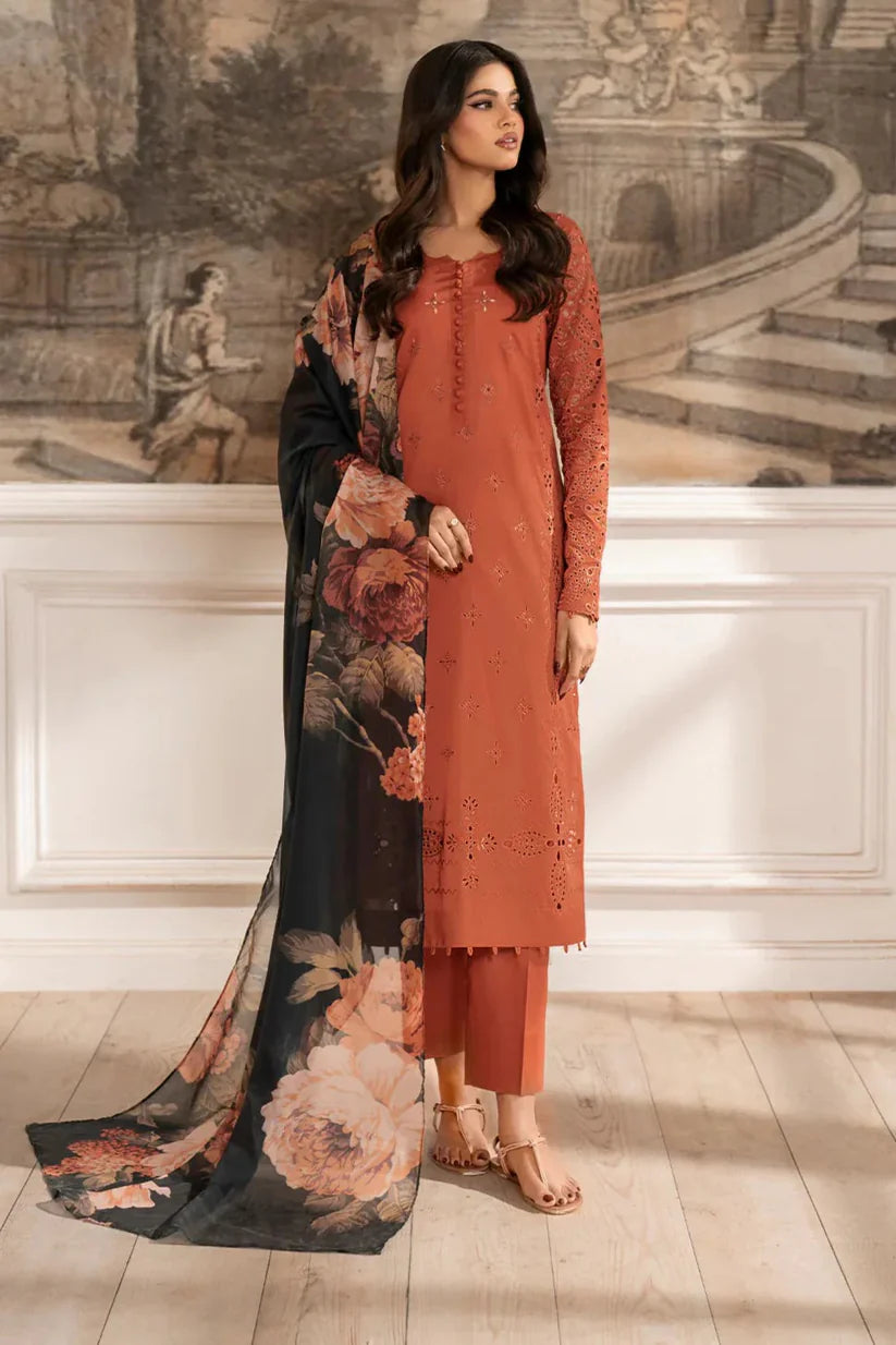 A+ 3PCS iznik Chilenkari Embroidered Dhanak Winter Collection D-137