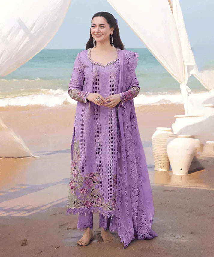 3PCS Dhanak Embroidered Shirt With Organza Embroidered Dupatta Winter Collection ULM-3341