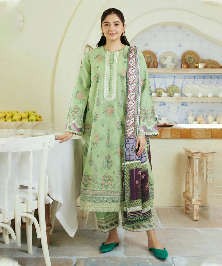 3PCS Dhanak Embroidered Shirt with Digital Printed Wool Shawl Winter Collection ULM -3236