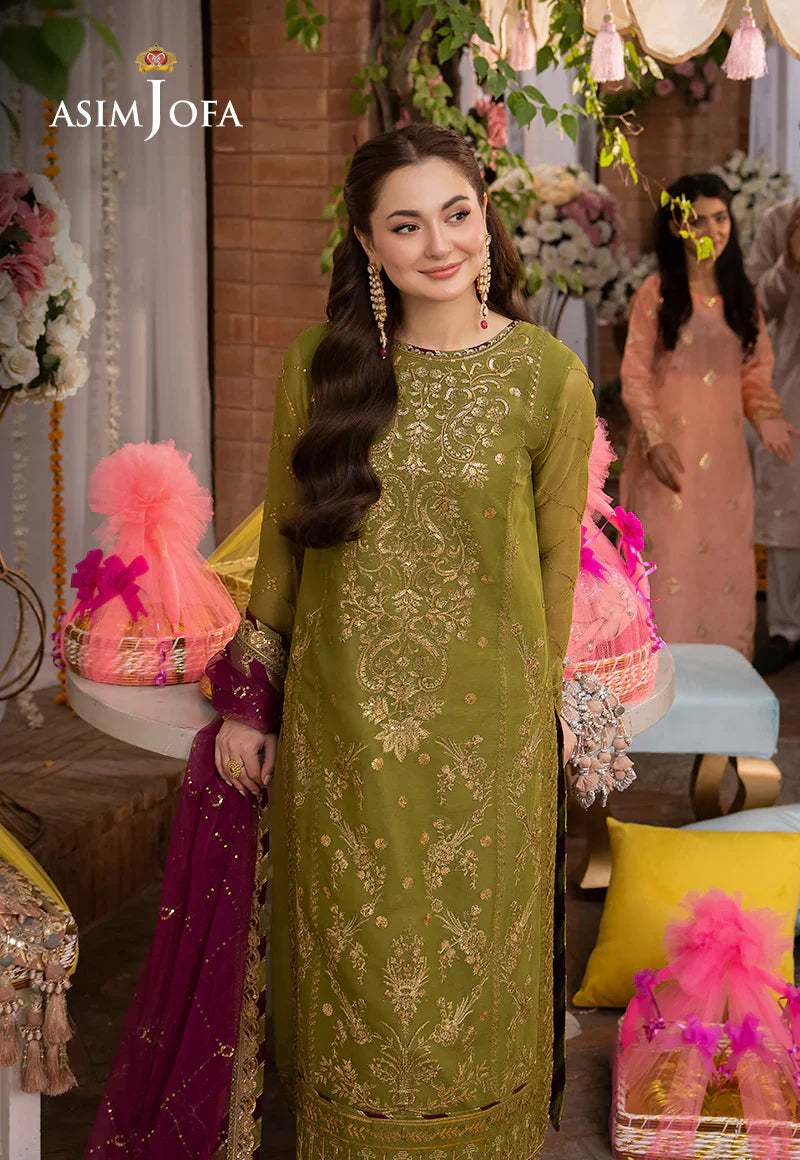 3PCS Asim Jofa Dhanak Embroidered With Chiffon Embroidered Dupatta Winter Collection ULM-134