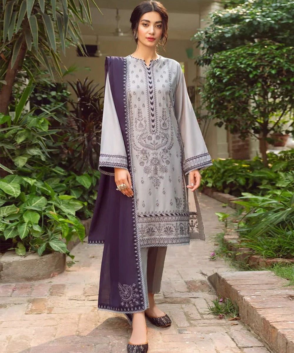 A+ 3PCS Jazmin Linen Embroidered Winter Collection ULM-578