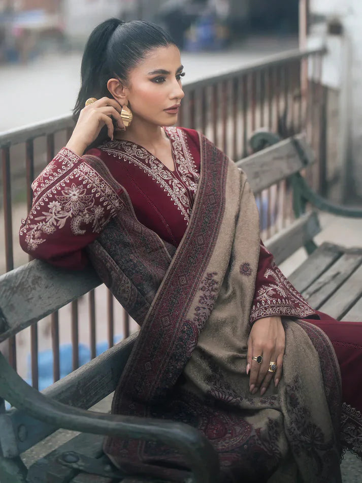3PCS Embroidered Shirt with Digital Printed Jacquard Dupatta Lawn Collection ULM-1148
