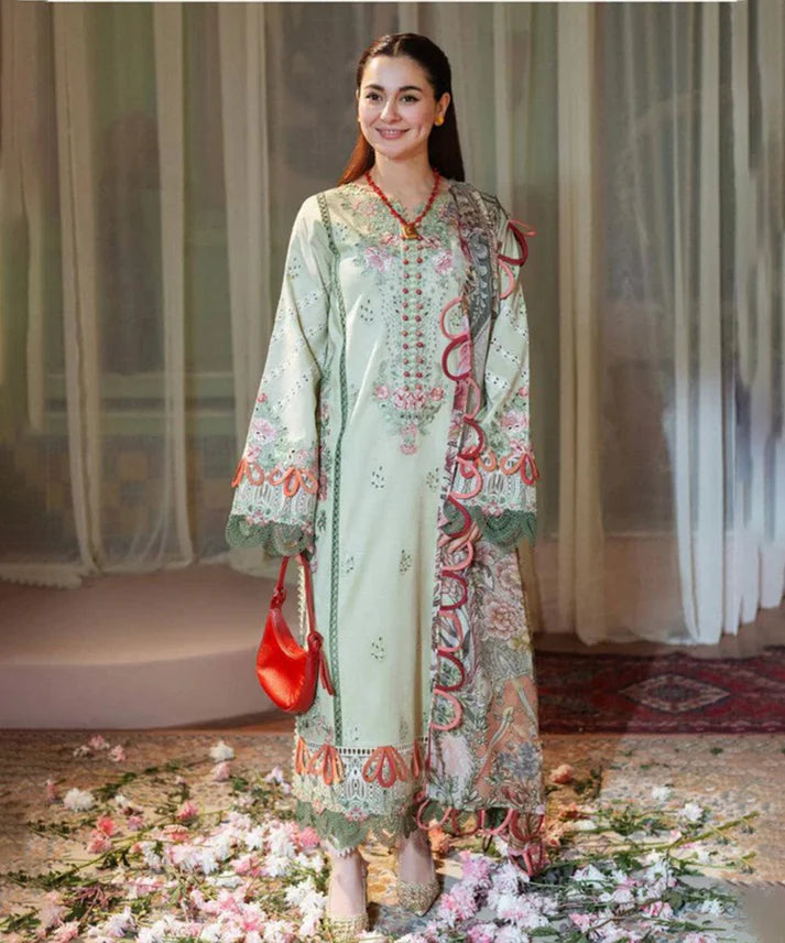 3PCS Embroidered Shirt with Digital Printed Jacquard Dupatta Lawn Collection ULM-1428