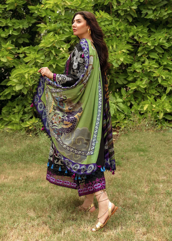3PCS Dhanak Embroidered Shirt with Digital Printed Wool Shawl Winter Collection ULM-3253