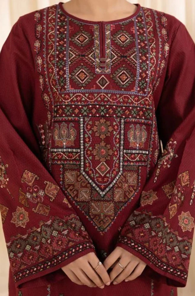 3PCS Dhanak Embroidered Shirt with Digital Printed Wool Shawl Winter Collection ULM-3268