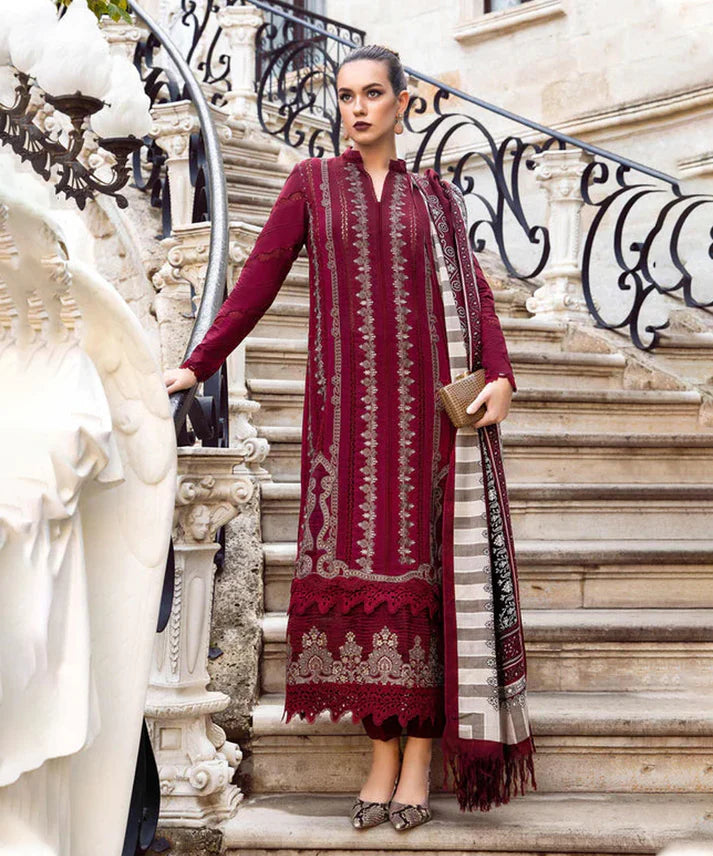 A+ 3PCS Dhanak- Embroidered Shirt with Digital Printed Wool Shawl Winter Collection ULM-3427