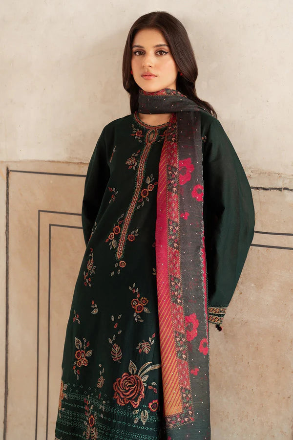 A+ 3PCS JAZMIN- Dhanak Embroidered Shirt With Digital Printed Shawl Winter Collection BULM-133
