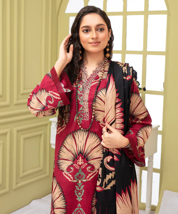 A+ 3PCS CREATION KHADDAR WITH KHADDAR PRINTED SHIRT & TROUSER Winter Collection ULM-920