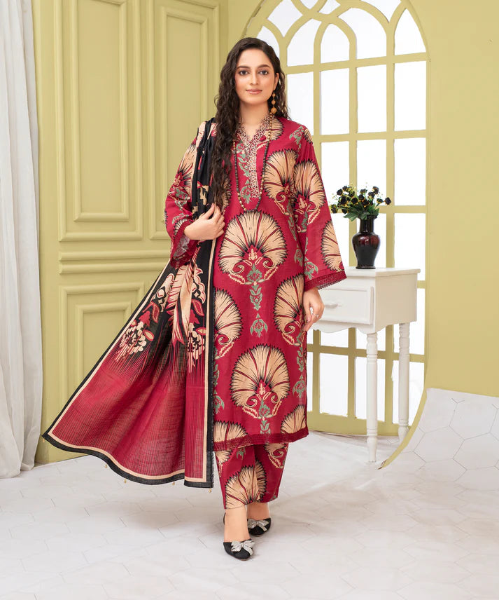 A+ 3PCS CREATION KHADDAR WITH KHADDAR PRINTED SHIRT & TROUSER Winter Collection ULM-920