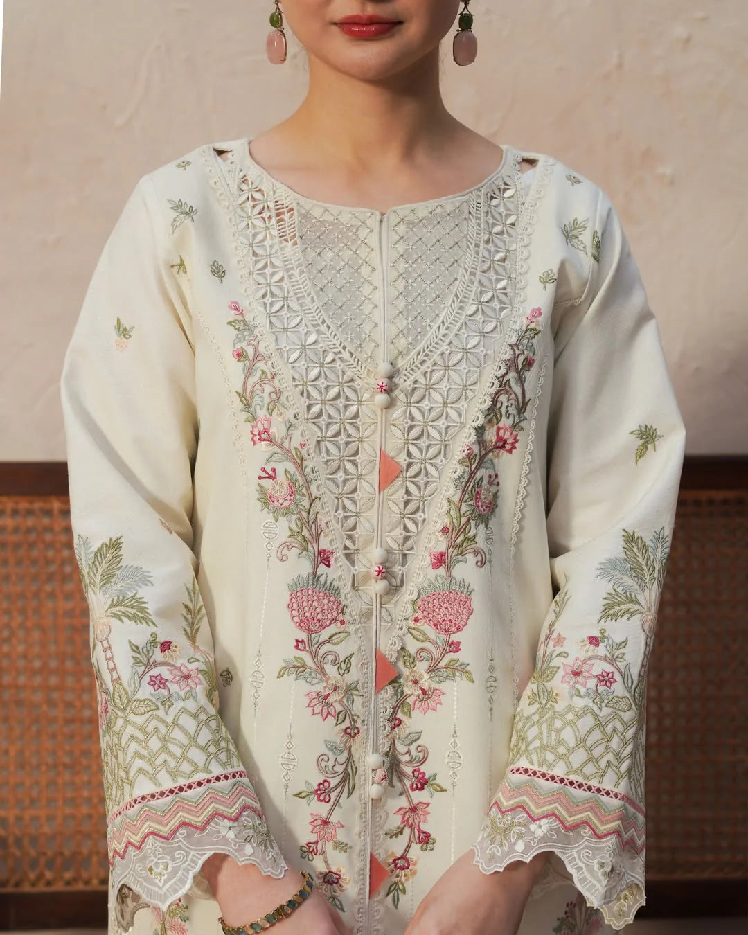 3PCS Dhanak Embroidered Shirt With Digital Printed & Embroidered Organza Dupatta Winter Collection ULM-3372
