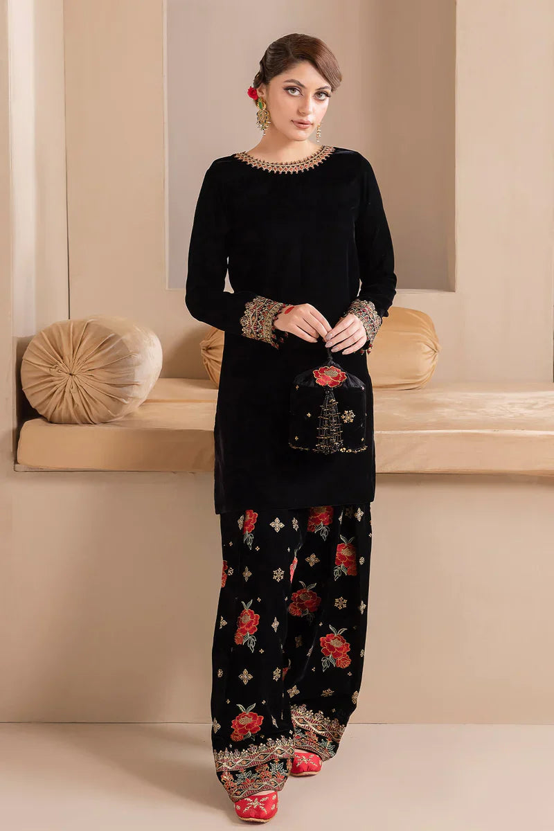 3PCS Embroidered Velvet Dress With Organza embroidered Dopata Velvet Winter Collection 978