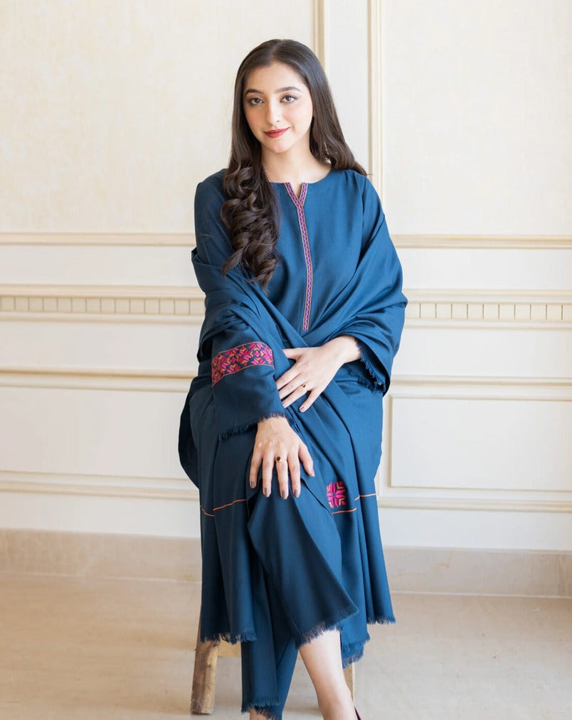 3PCS Aisling Dhanak Embroidered With Dhanak Embroidered Dupatta Winter Collection ULM-615