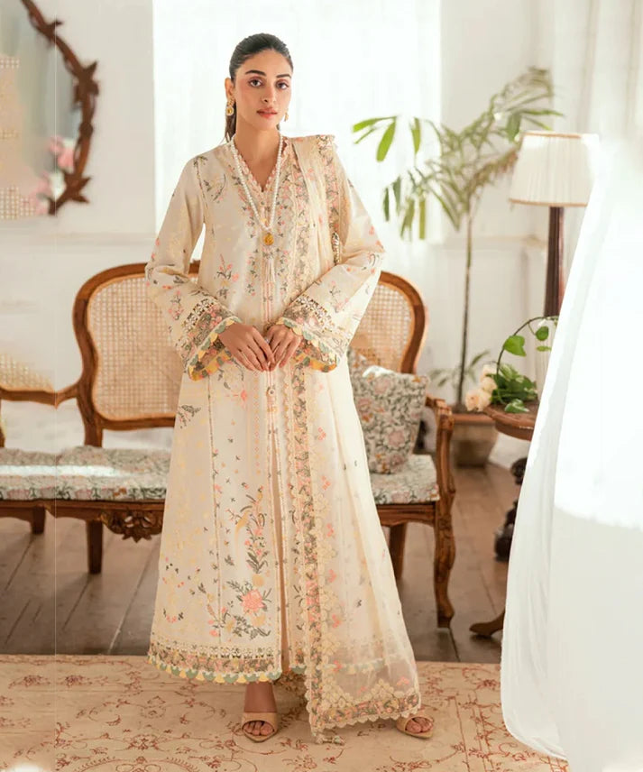 3PCS Dhanak-Embroidered Shirt with Organza Embroidered Dupatta Winter Collection ULM- 3368