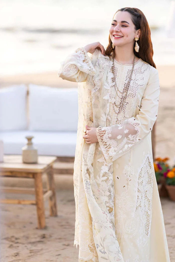 3PCS Dhanak- Embroidered Shirt with Organza Digital Printed Embroidered Dupatta Winter Collection ULM- 3360