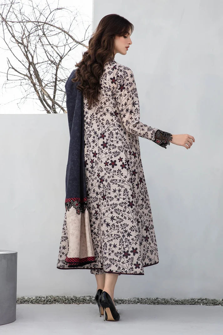 3PCS BAROQUE KARANDI PRINTED SHIRT WITH KARANDI PRINTED DUAPTTA AND TROUSER Winter Collection ULM-802