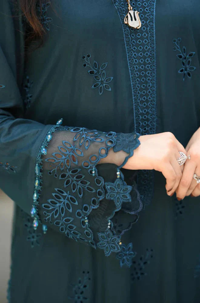 A+ 3PCS Dhanak-Embroidered Shirt with Digital Printed Wool Shawl Winter Collection ULM -3438