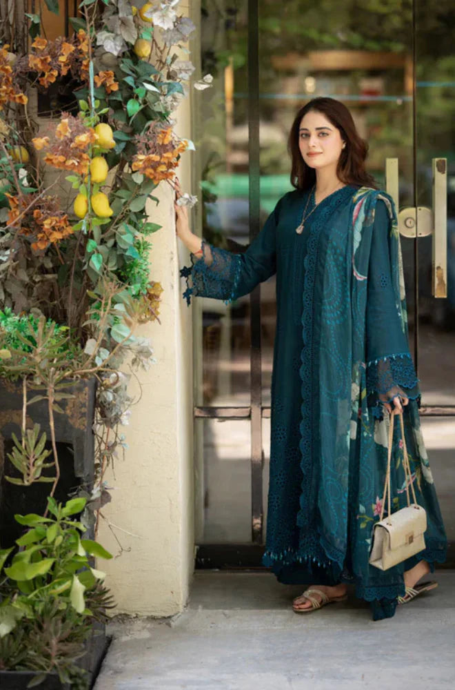 A+ 3PCS Dhanak-Embroidered Shirt with Digital Printed Wool Shawl Winter Collection ULM -3438