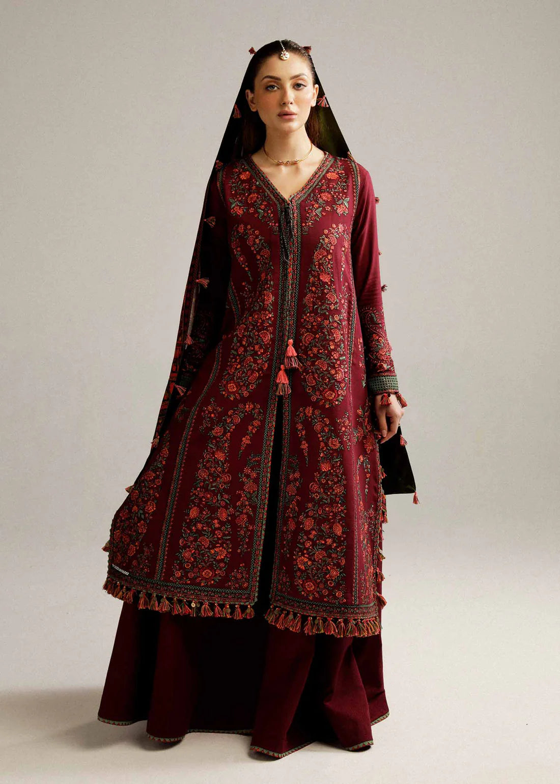 A+ 3PCS Hussain Rehar Dhanak Embroidered With Digital Printed Dupatta Winter Collection ULM-172